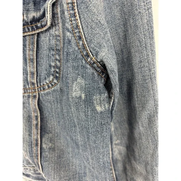 Ralph Lauren Sport Jean Jacket Womens Medium Denim Cropped Trucker Distressed - Picture 4 of 11